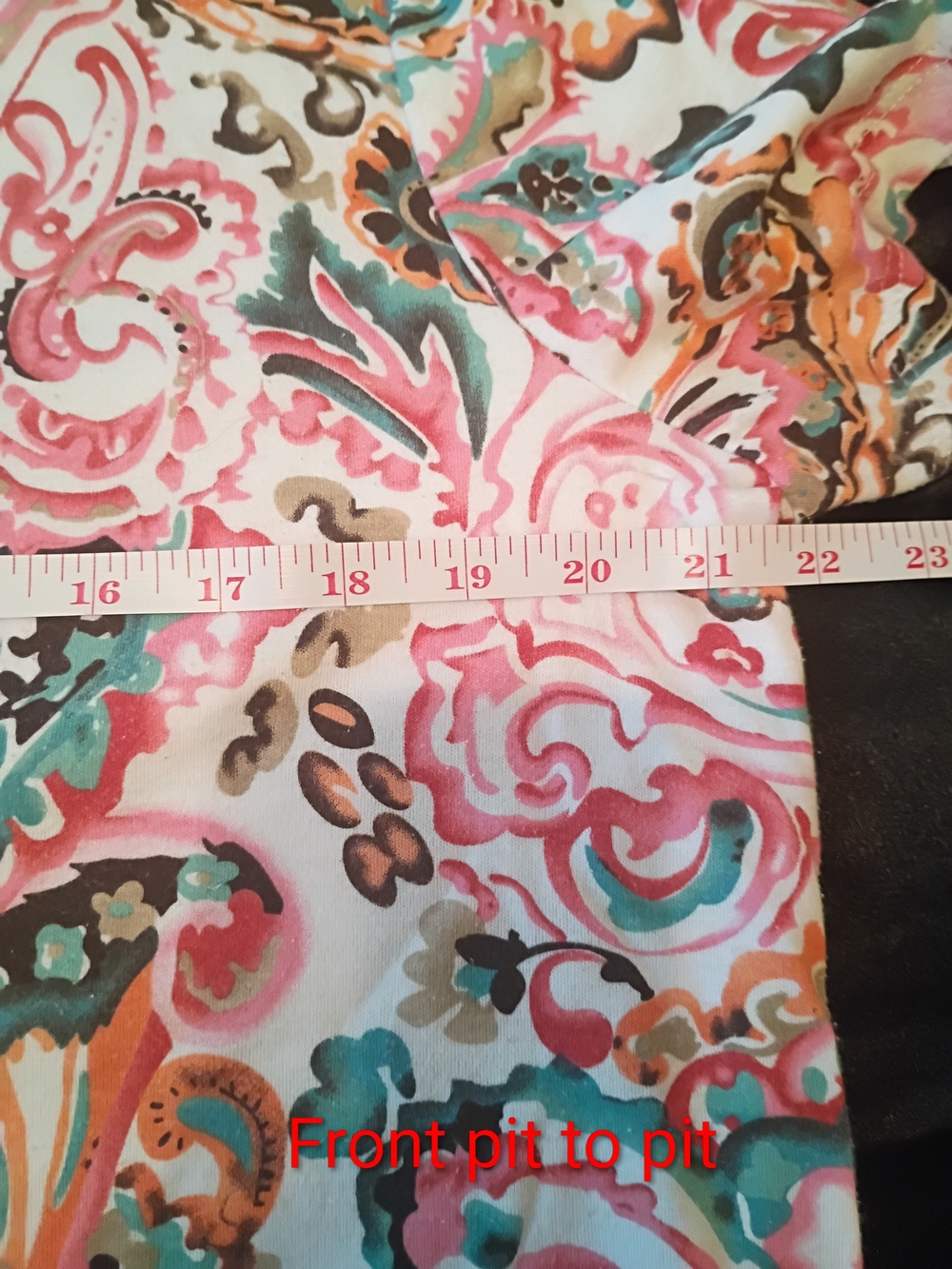 Rebecca Malone Pink Paisley Short Sleeve Tee with Teal & Coral Accents - Picture 10 of 12